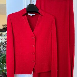 St. John Knit V-Neck Jacket and long Skirt Evening Collection Size 8 Worn Once